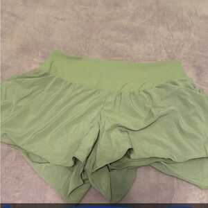 Green Women's athletic shorts with spandex
